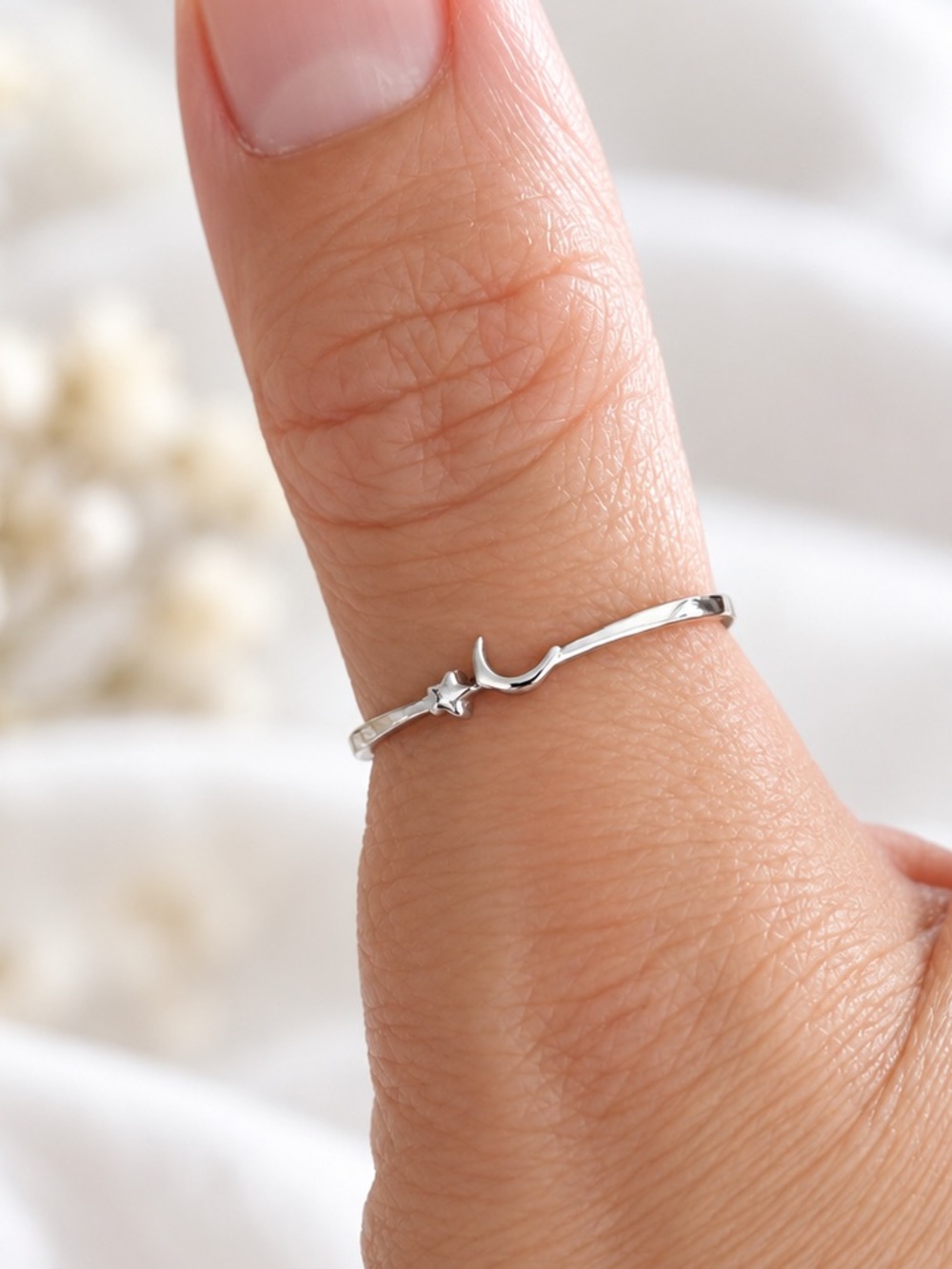 Sterling silver boho moon ring size 5 and 9